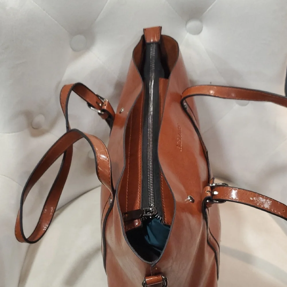 Acelure Leather Tote Bag in Rich Brown - Picture 5 of 16